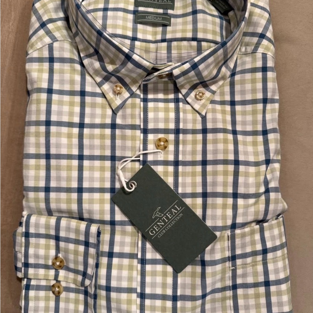 Gentlemen's Checkered Dress Shirt - Blue and Green
